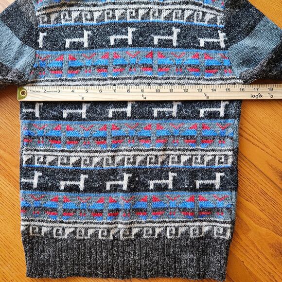 Womens Llama Pattern Peruvian Fair Isle Geometric Turtleneck Wool Sweater Sz S - Picture 10 of 15